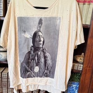 Relaxed Cream Graphic Tee - Women Tops. Never worn